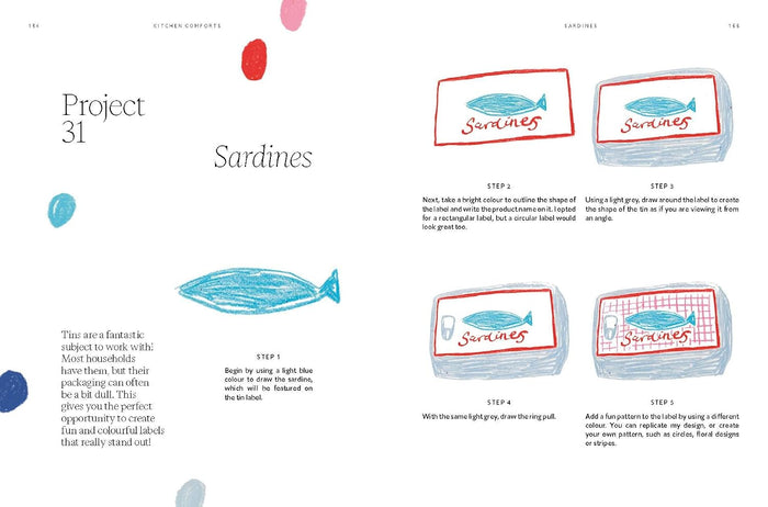 bookspeed - 15 minute art pastel book pages about drawing sardines - winter's moon