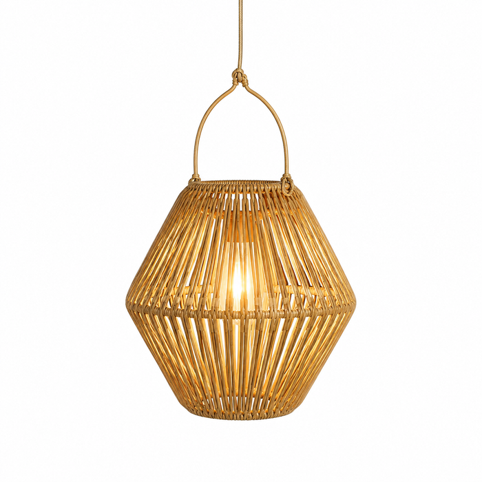 3-Piece Solar Rattan Hanging Lantern Set with Warm White LED Lights