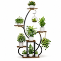 6-Tier Indoor Plant Stand with Grow Lights and Hanging Hooks