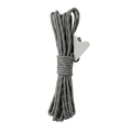 The Big Agnes Accessory Guylines 2mm features a neatly coiled gray high-strength cord with a white triangular plastic clip, shown against a plain white background.