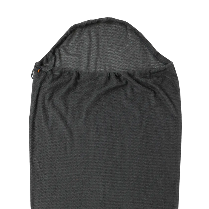 Black drawstring bag on a white background