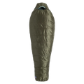 The Big Agnes Anthracite 20° is a lightweight, olive green mummy-style sleeping bag with a hood, ideal for outdoor camping and cold weather, shown against a plain white background.