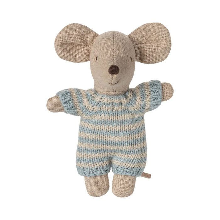 maileg - baby mouse blue - winter's moon