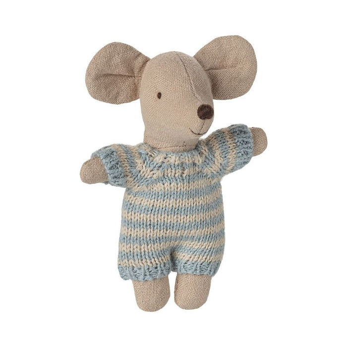 maileg - baby mouse blue - winter's moon