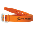 Orange belt with metal buckle and Big Agnes logo on a white background