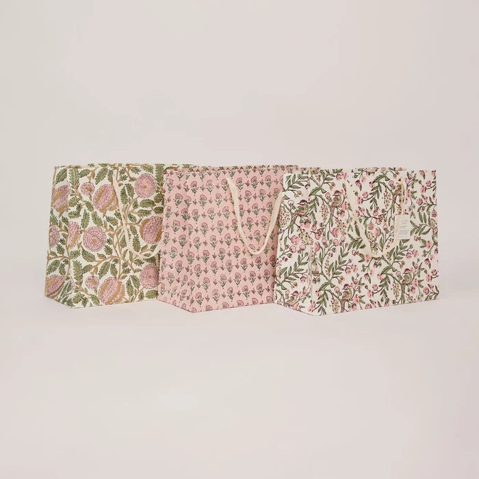 Block Printed Luxury Gift Bags - Large (Blush) - Winter's Moon