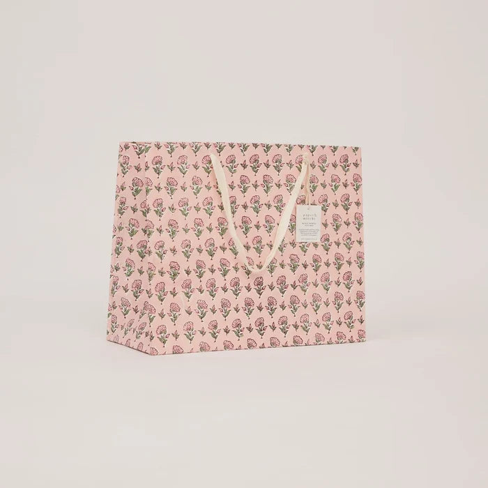 Block Printed Luxury Gift Bags - Large (Blush) - Winter's Moon