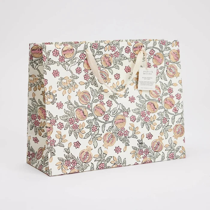 Block Printed Luxury Gift Bags - Large (Pink) - Winter's Moon