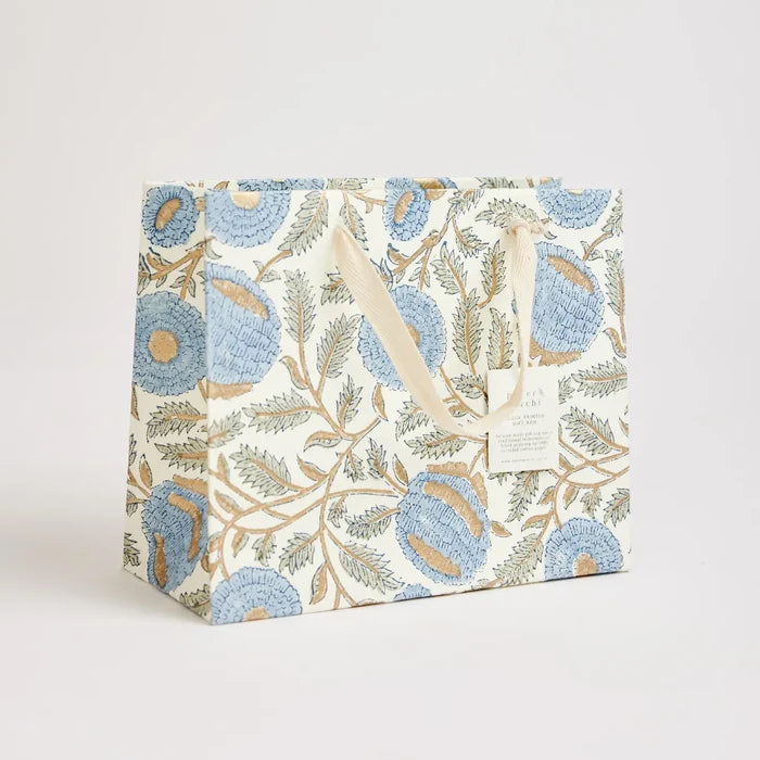 Block Printed Luxury Gift Bags - Medium (Bluestone) - Winter's Moon