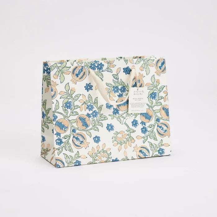 Block Printed Luxury Gift Bags - Medium (Indigo) - Winter's Moon