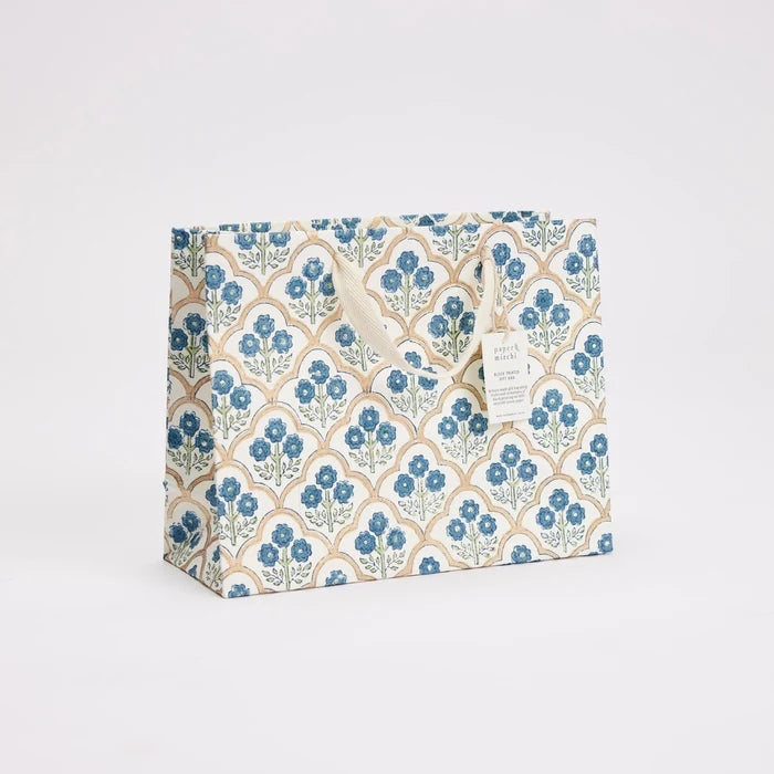 Block Printed Luxury Gift Bags - Medium (Indigo) - Winter's Moon