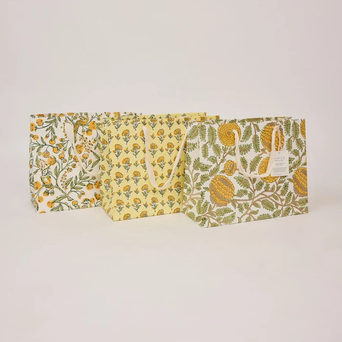 Block Printed Luxury Gift Bags - Medium (Sunshine) - Winter's Moon