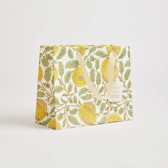 Block Printed Luxury Gift Bags - Medium (Sunshine) - Winter's Moon