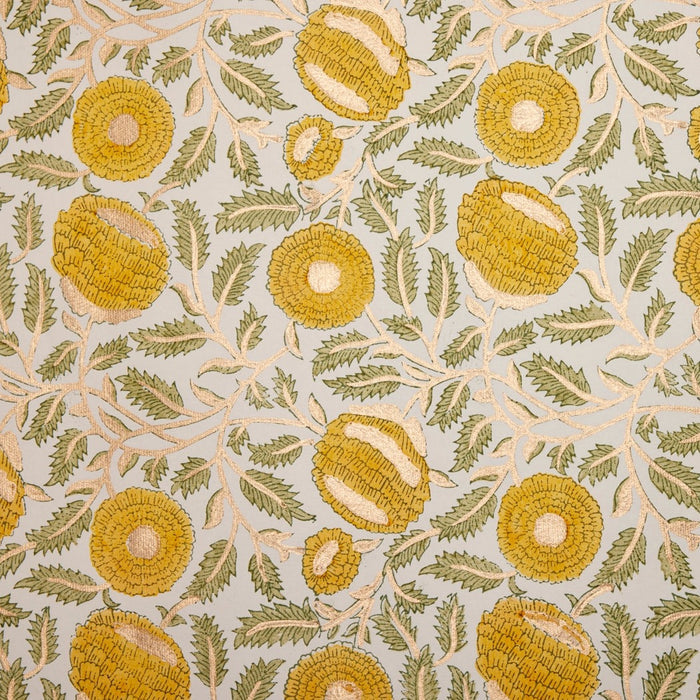 Block Printed Luxury Wrapping Paper - Marigold Sunshine - Winter's Moon