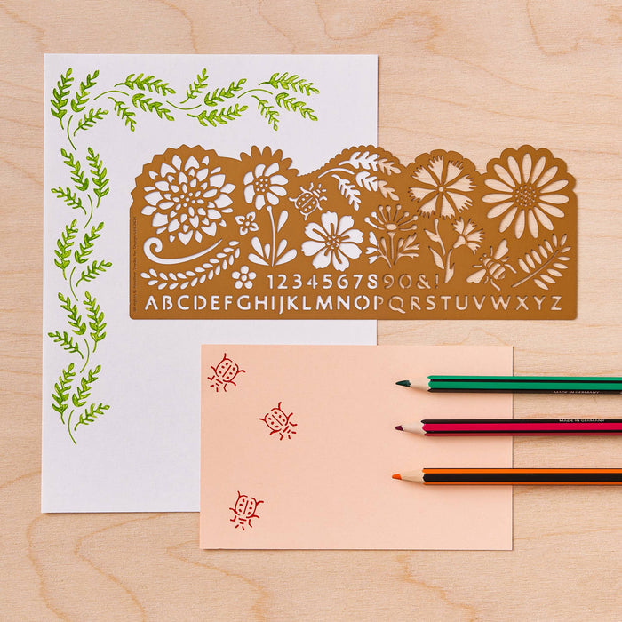 Botanical Brass Drawing Stencil