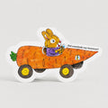 'Carrot Bunny Car' Cut-Out Greetings Card