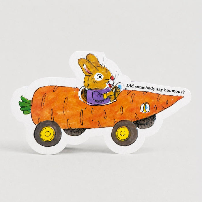 'Carrot Bunny Car' Cut-Out Greetings Card
