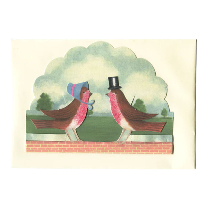 elizabeth harbour designs - flat dicky birds diorama pop-up card on white background - winter's moon