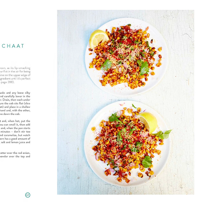bookspeed - fresh india cookbook spread with charred corn recipe - winter's moon