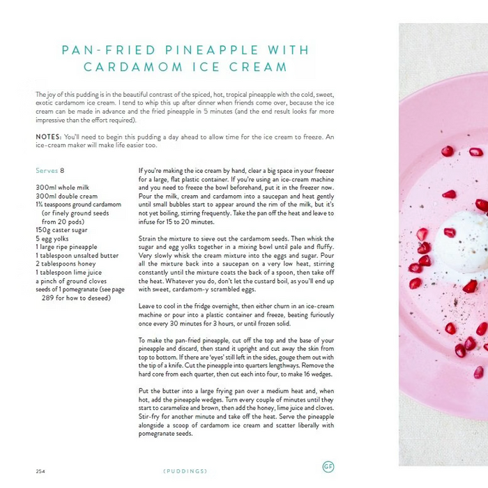 bookspeed - fresh india cookbook spread with fried pineapple and caramom ice cream recipe - winter's moon