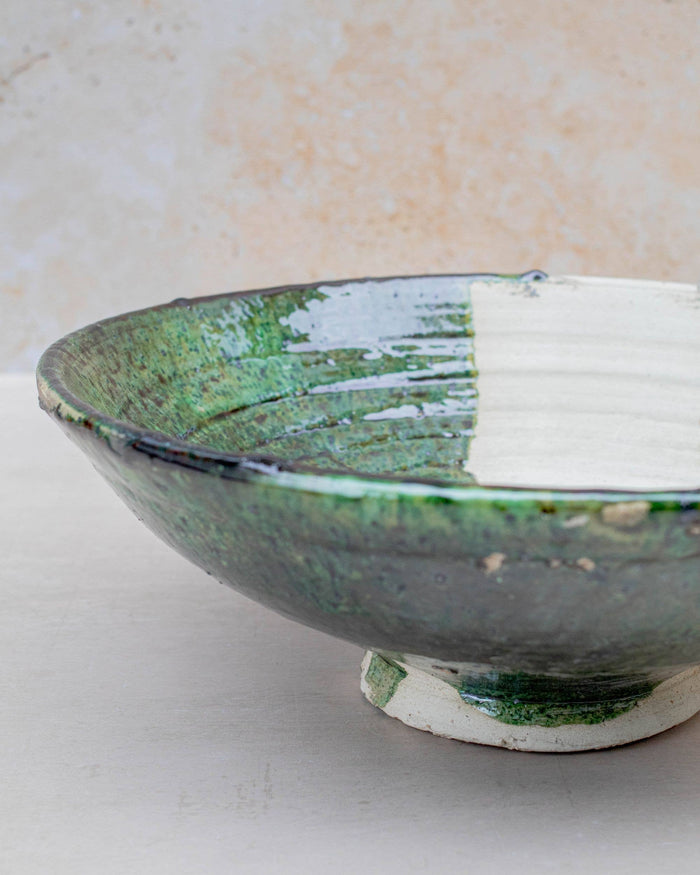 Handmade Moroccan Half Glazed Bowl