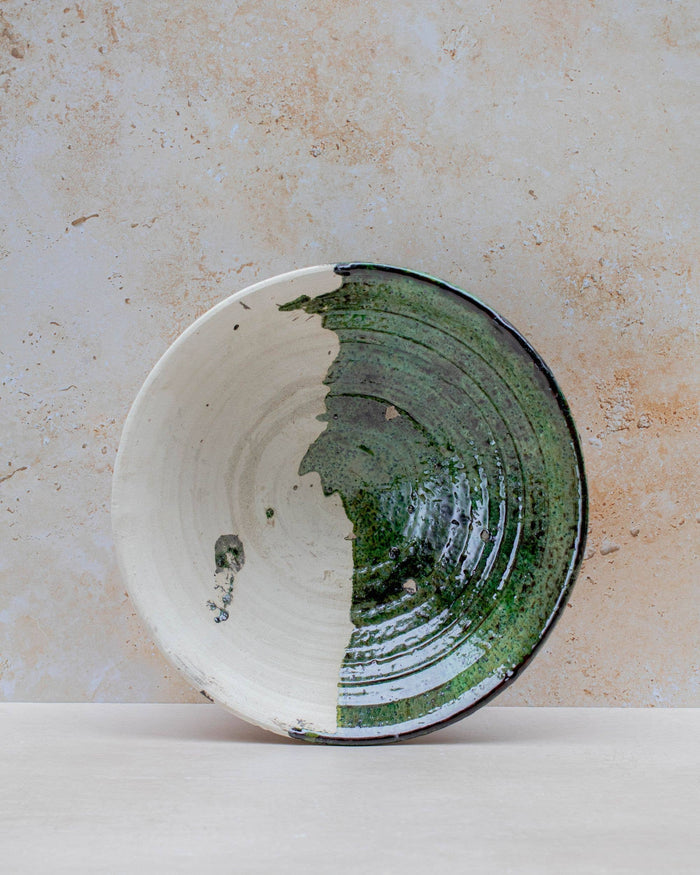 Handmade Moroccan Half Glazed Bowl