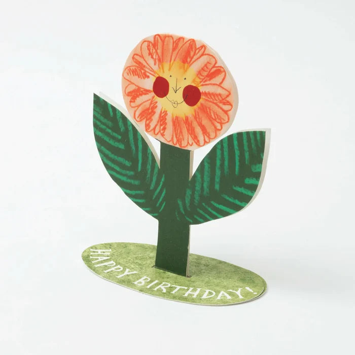 'Happy Birthday' Flower Stand-Up Greetings Card - Winter's Moon