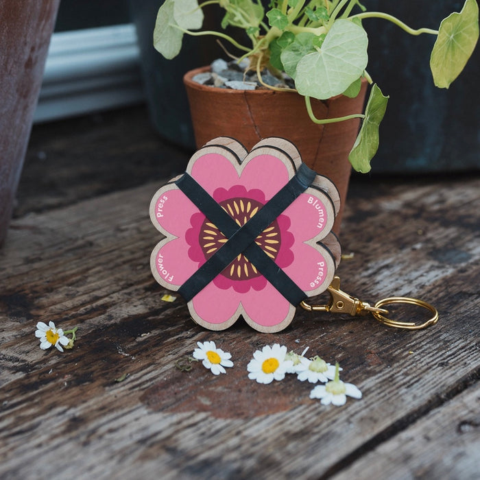 Keyring Flower Press - Blues & Pinks