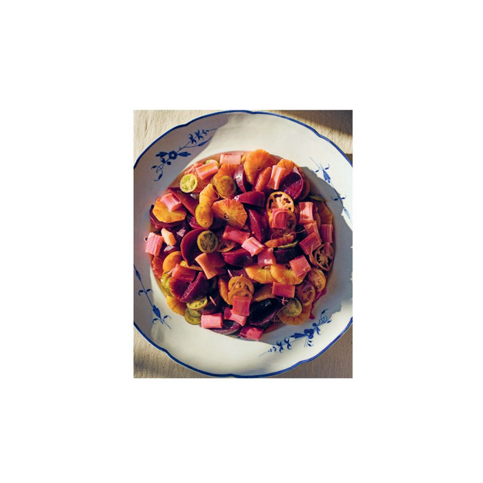 bookspeed - photo from kitchening cookbook of rhubarb savoury tart - winter's moon