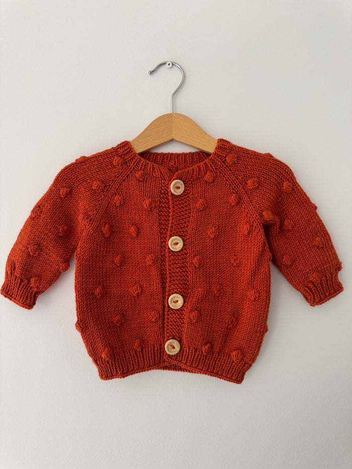 Knit Pompom Cardigan | Cinnamon Brown