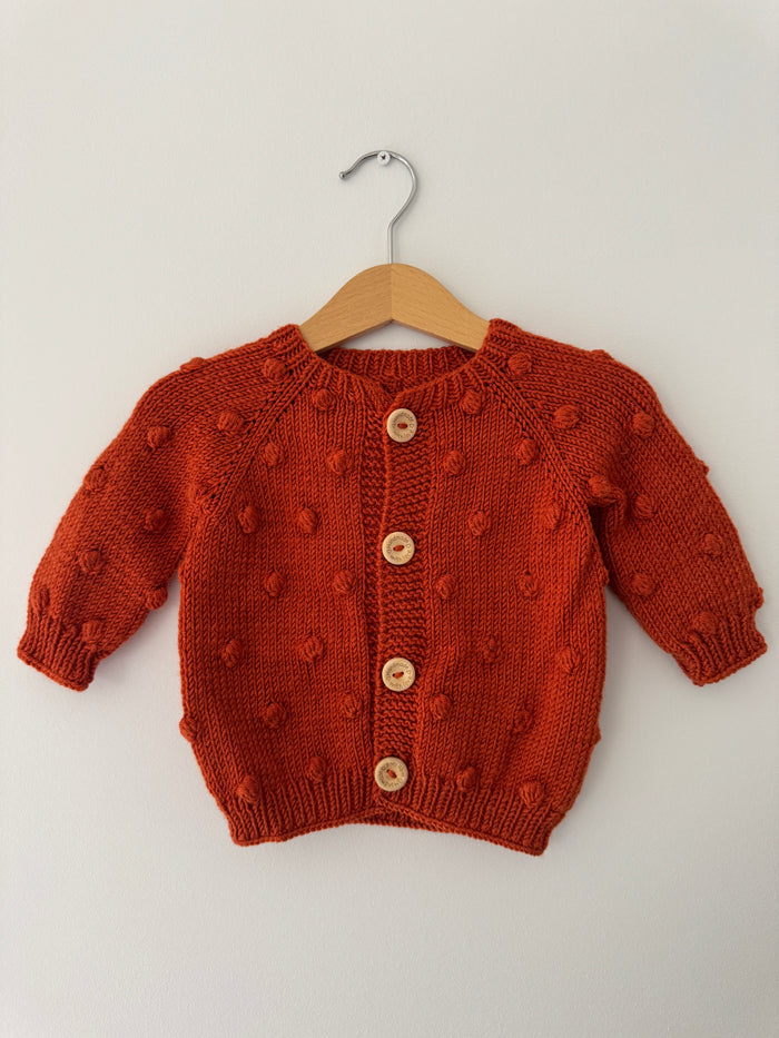 Knit Pompom Cardigan | Cinnamon Brown