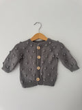 Knit PomPom Cardigan | Gray