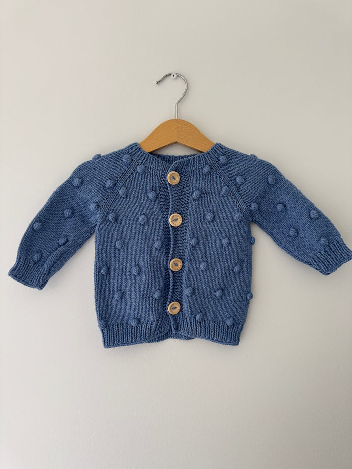 Knit Pompom Cardigan | Jean Blue
