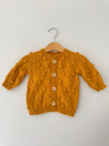 Knit PomPom Cardigan | Mustard