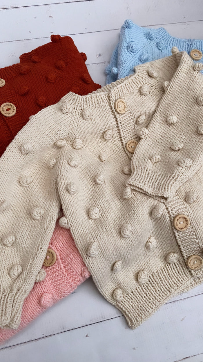 Knit PomPom Cardigan | Natural