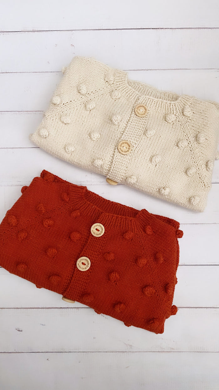 Knit PomPom Cardigan | Natural