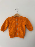 Knit PomPom Cardigan | Orange