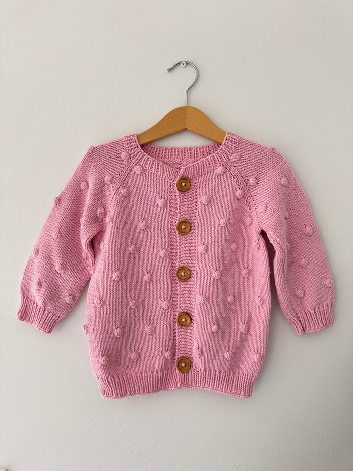Knit PomPom Cardigan |  Pink
