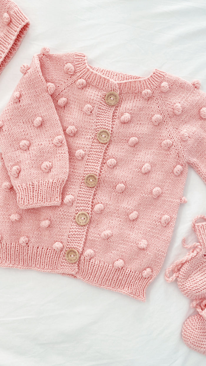 Knit PomPom Cardigan | Soft Peachy