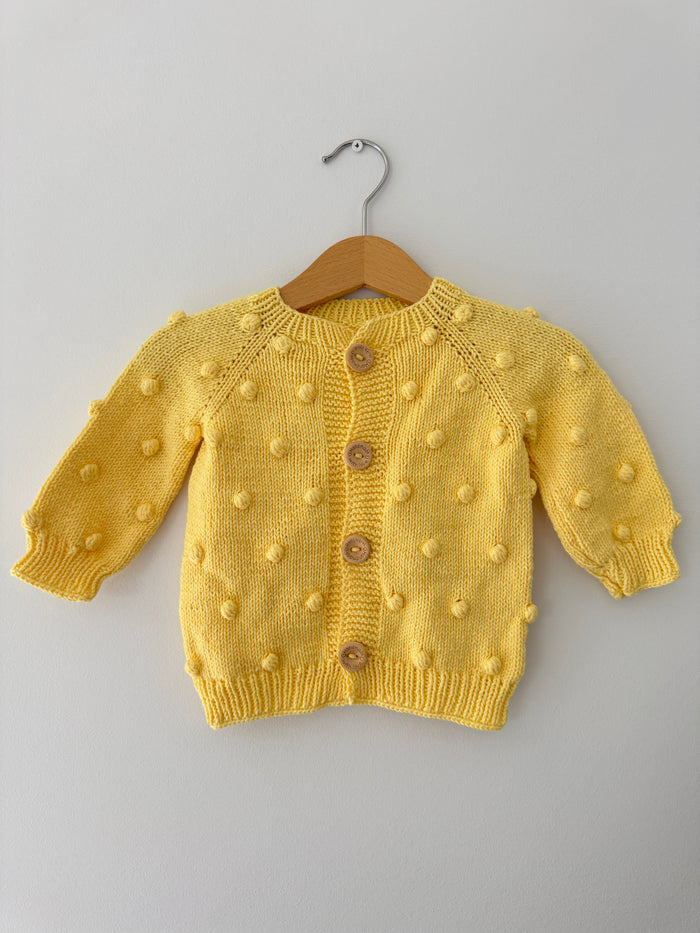 Knit PomPom Cardigan | Yellow