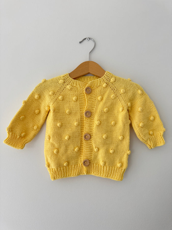 Knit PomPom Cardigan | Yellow