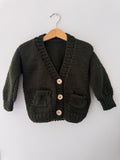 Knitted Boy Cardigan | Dark Green