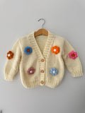 Knitted Flower Cardigan | Cream