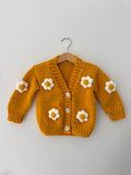 Knitted Flower Cardigan | Mustard