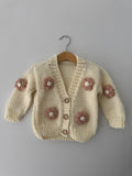 Knitted Flower Cardigan | Pink Flowers