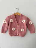 Knitted Flower Cardigan | Pink