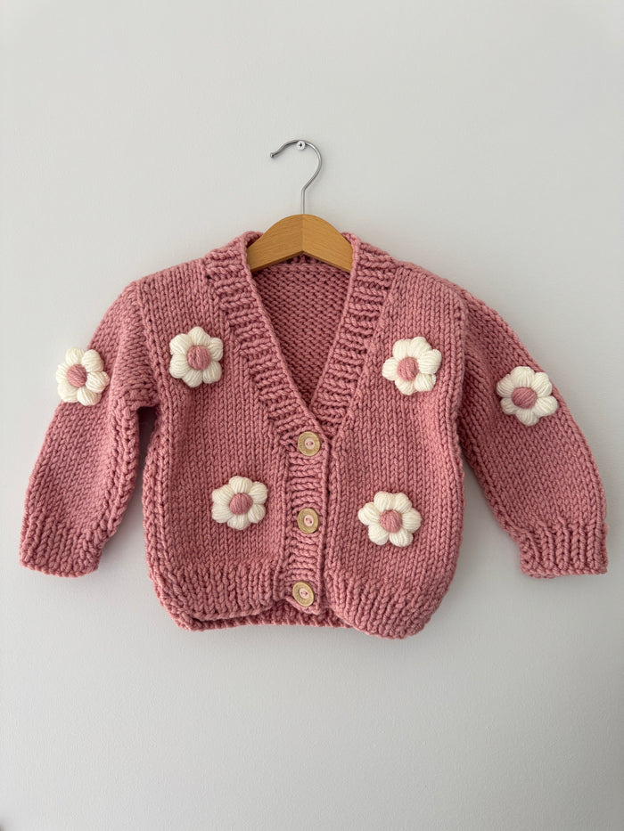 Knitted Flower Cardigan | Pink