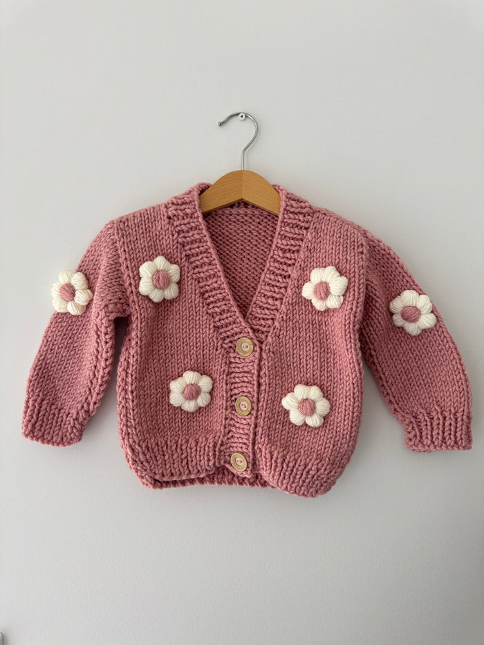 Knitted Flower Cardigan | Pink