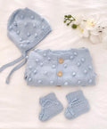 Knitted PomPom Cardigan | Baby Blue