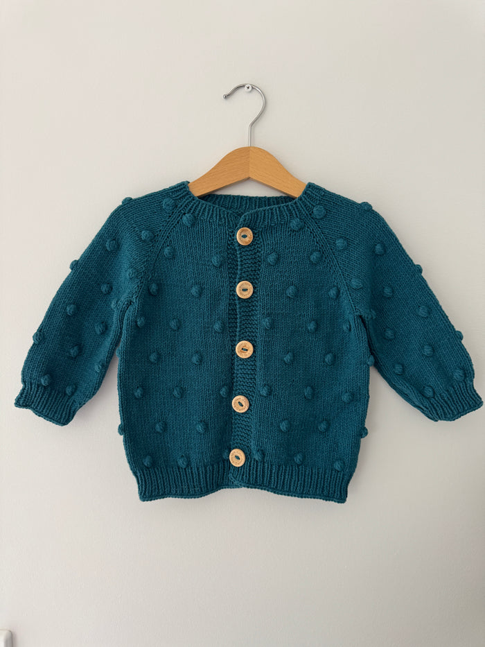 Knitted PomPom Cardigan | Green